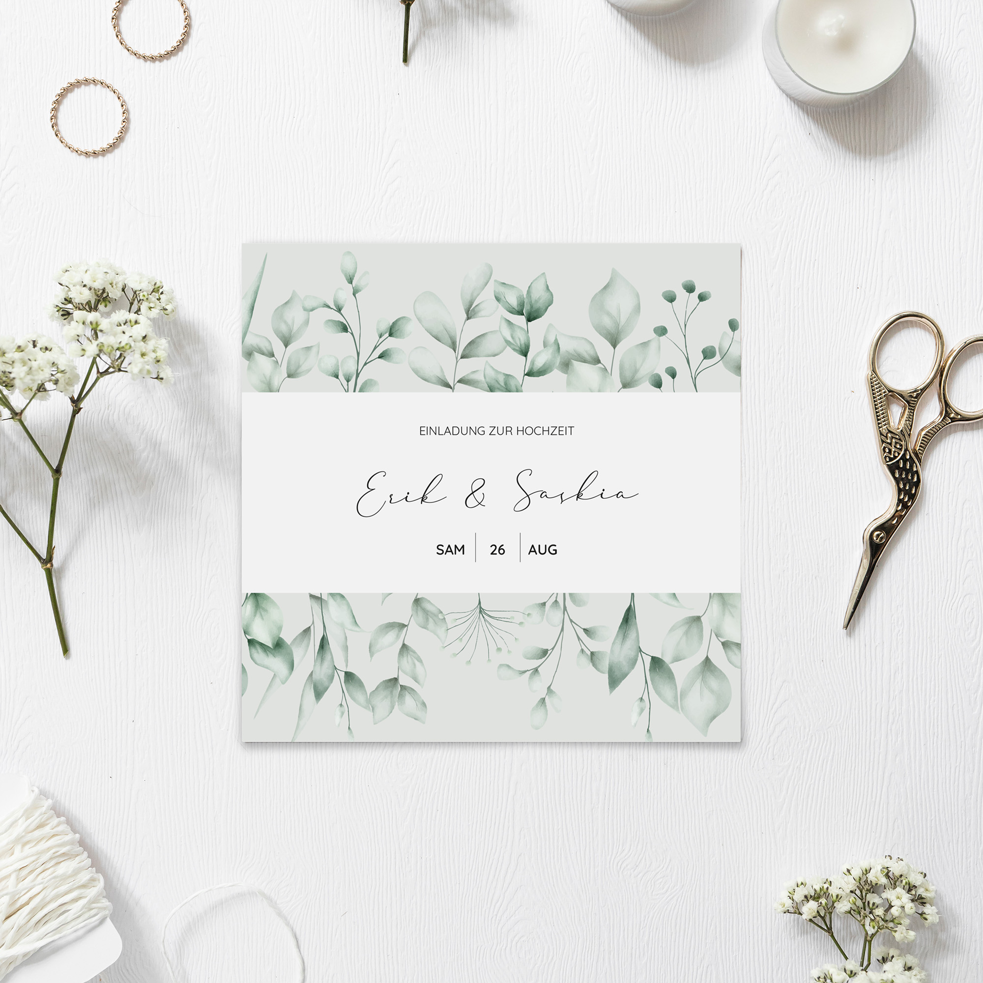 Postkarte Quadrat 148 x 148 mm - Greenery "Evergreen Mint"