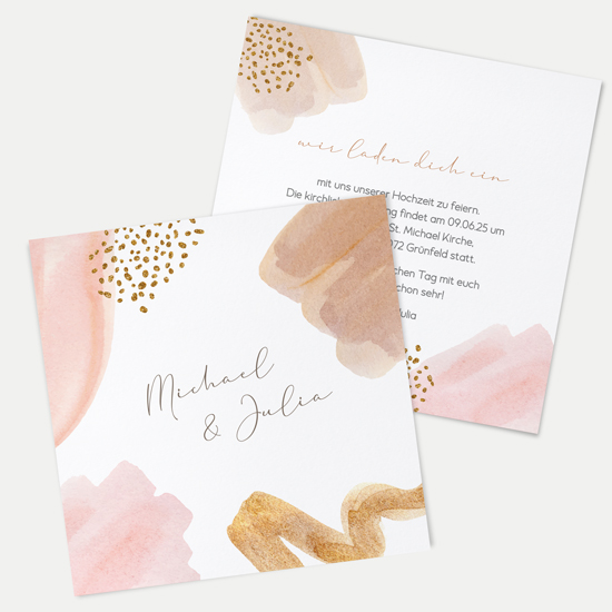 Postkarte Quadrat - Aquarell "olden Blush"