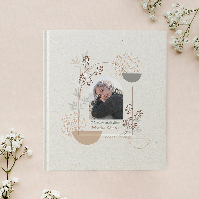 Kondolenzbuch -  Boho - Stone Bloom