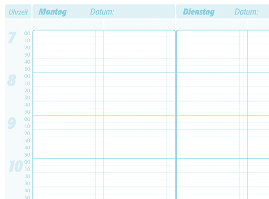 Terminplaner A4 für 2 Mitarbeiter - 10-Minuten-Takt