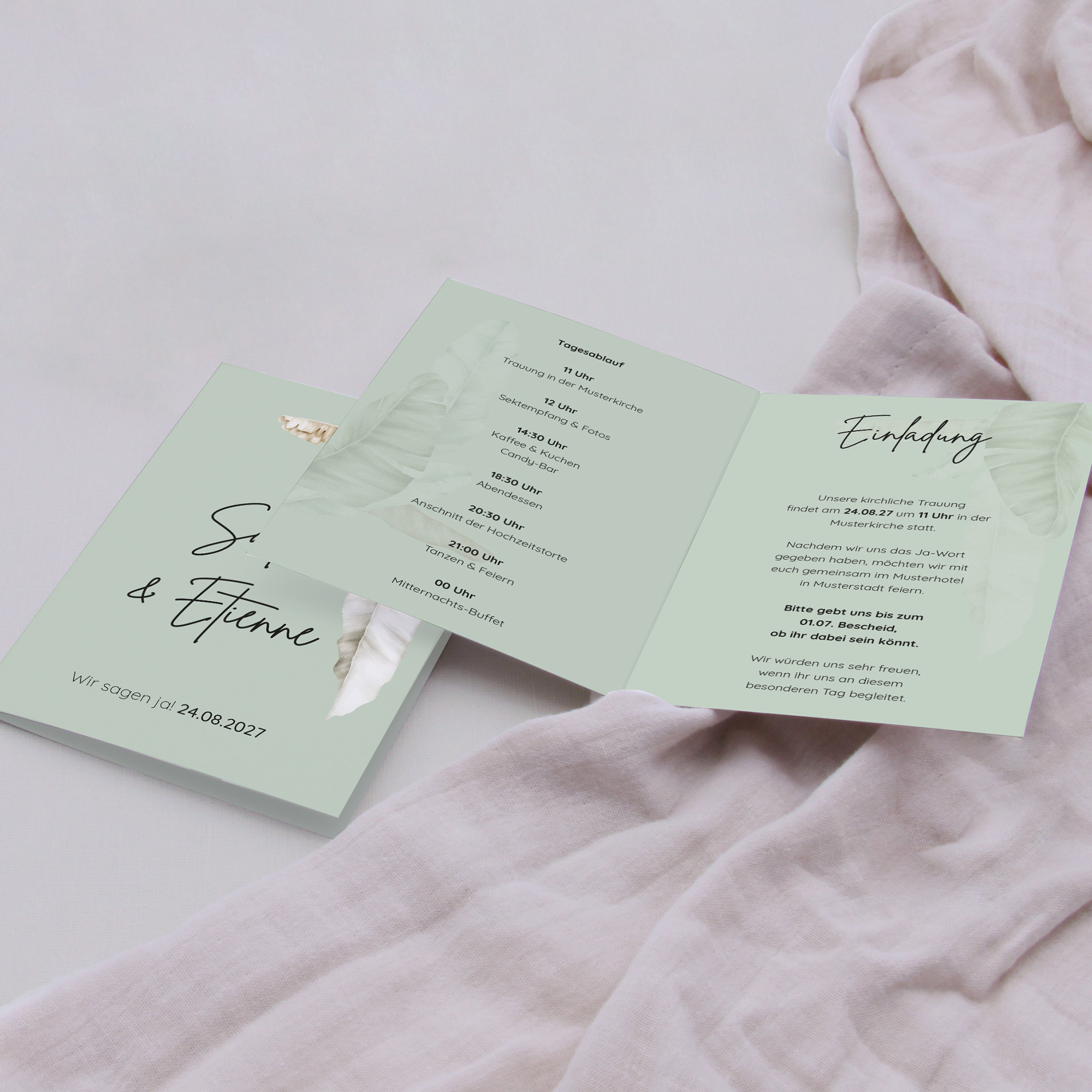 Klappkarte DIN A6 im Hochformat -Greenery "Manila 02"