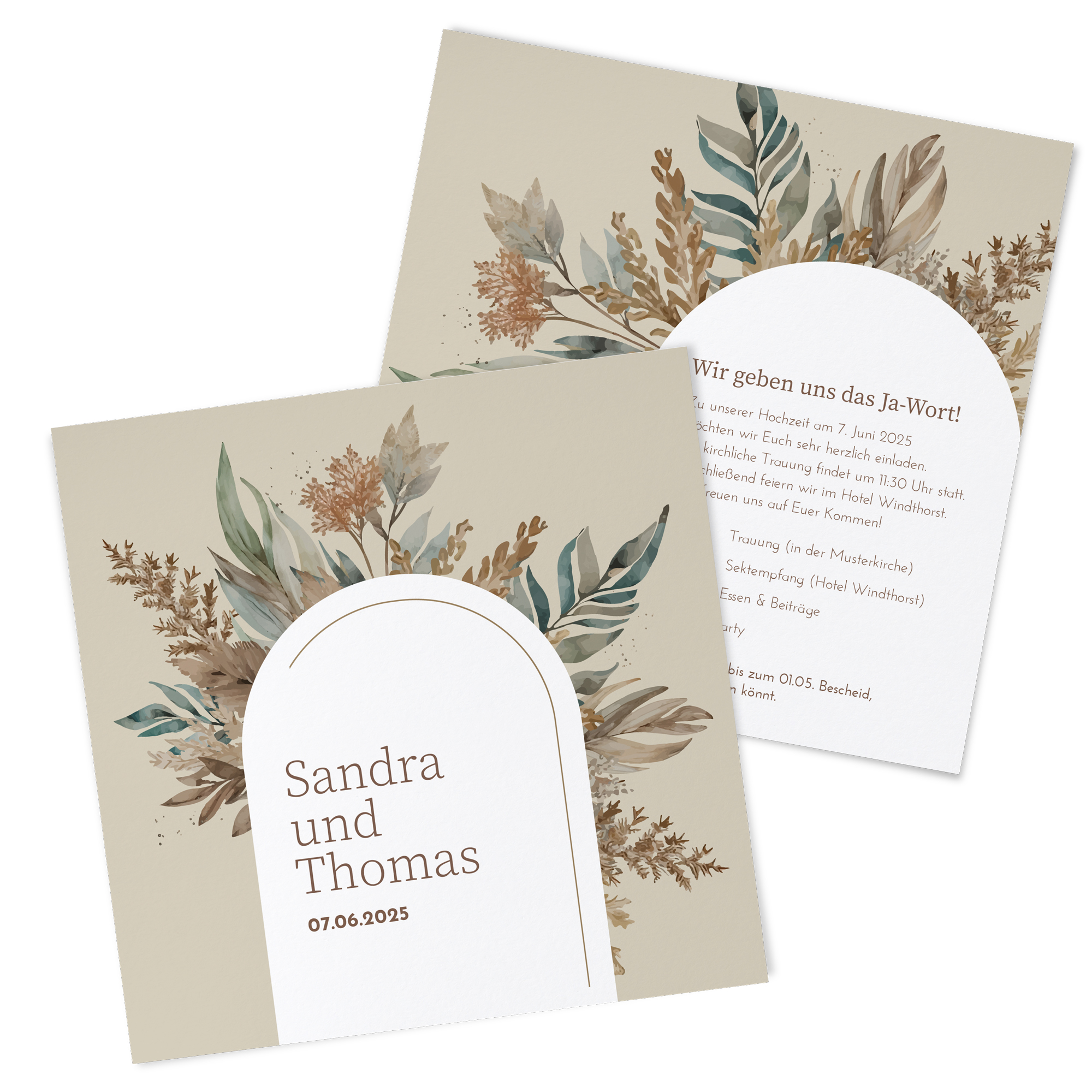 Postkarte Quadrat 148 x 148 mm - Boho "Bare Nature"