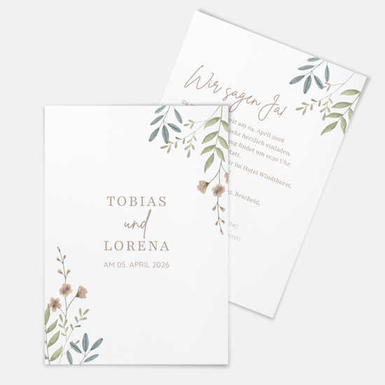 Postkarte DIN A6 im Hochformat - Boho "Soft Leaves"