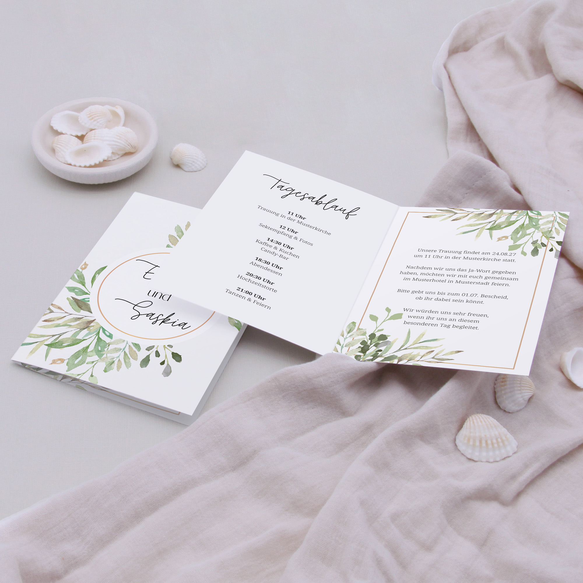 Klappkarte DIN A6 im Hochformat-Greenery "Calm Grove"