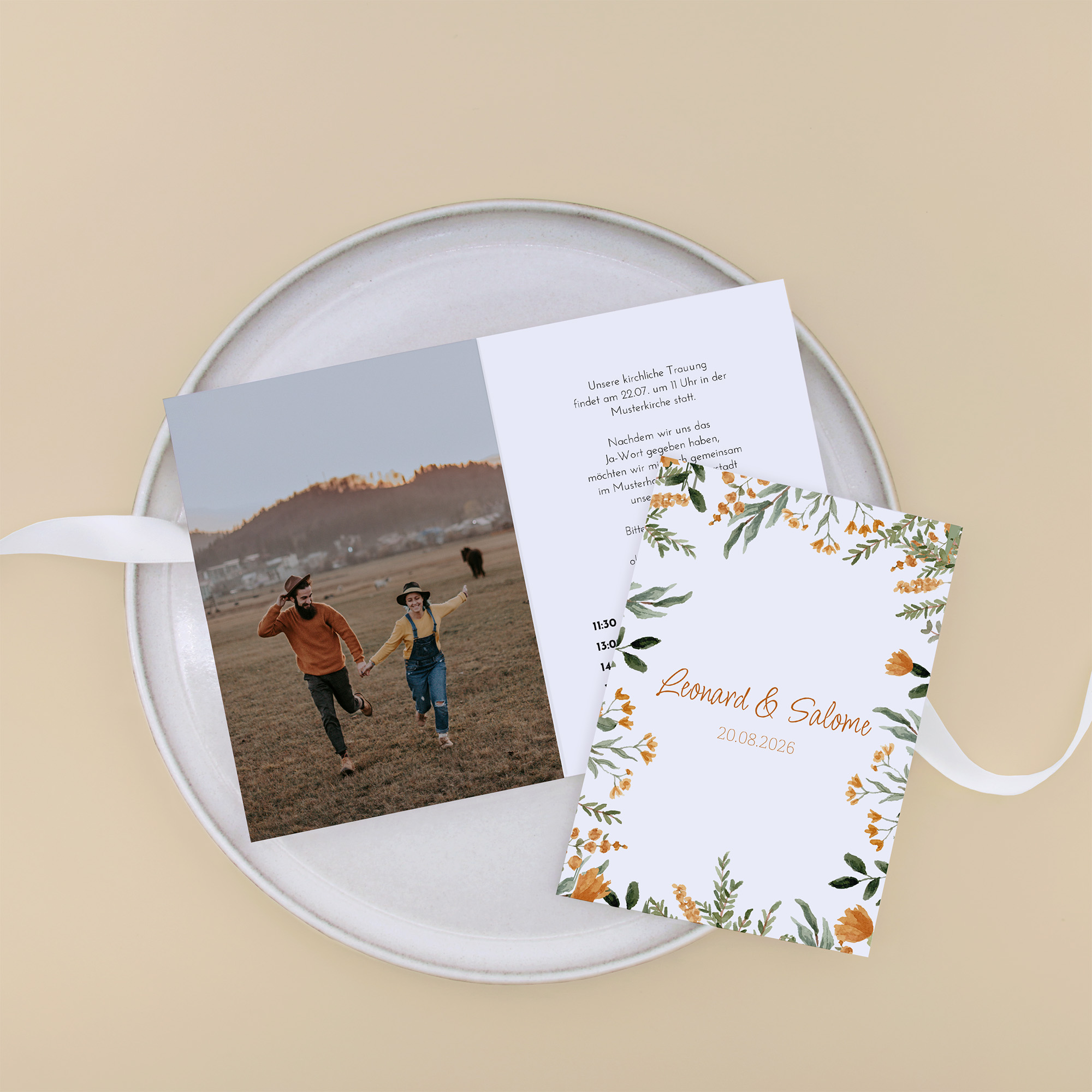 Klappkarte DIN A6 im Hochformat - Floral "Warm Botanicals"