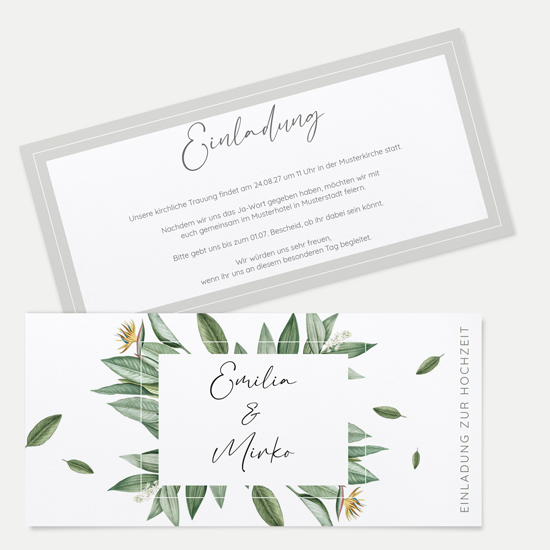 Postkarten DIN lang im Querformat 210 x 98 mm - Greenery "Tropical Frame"