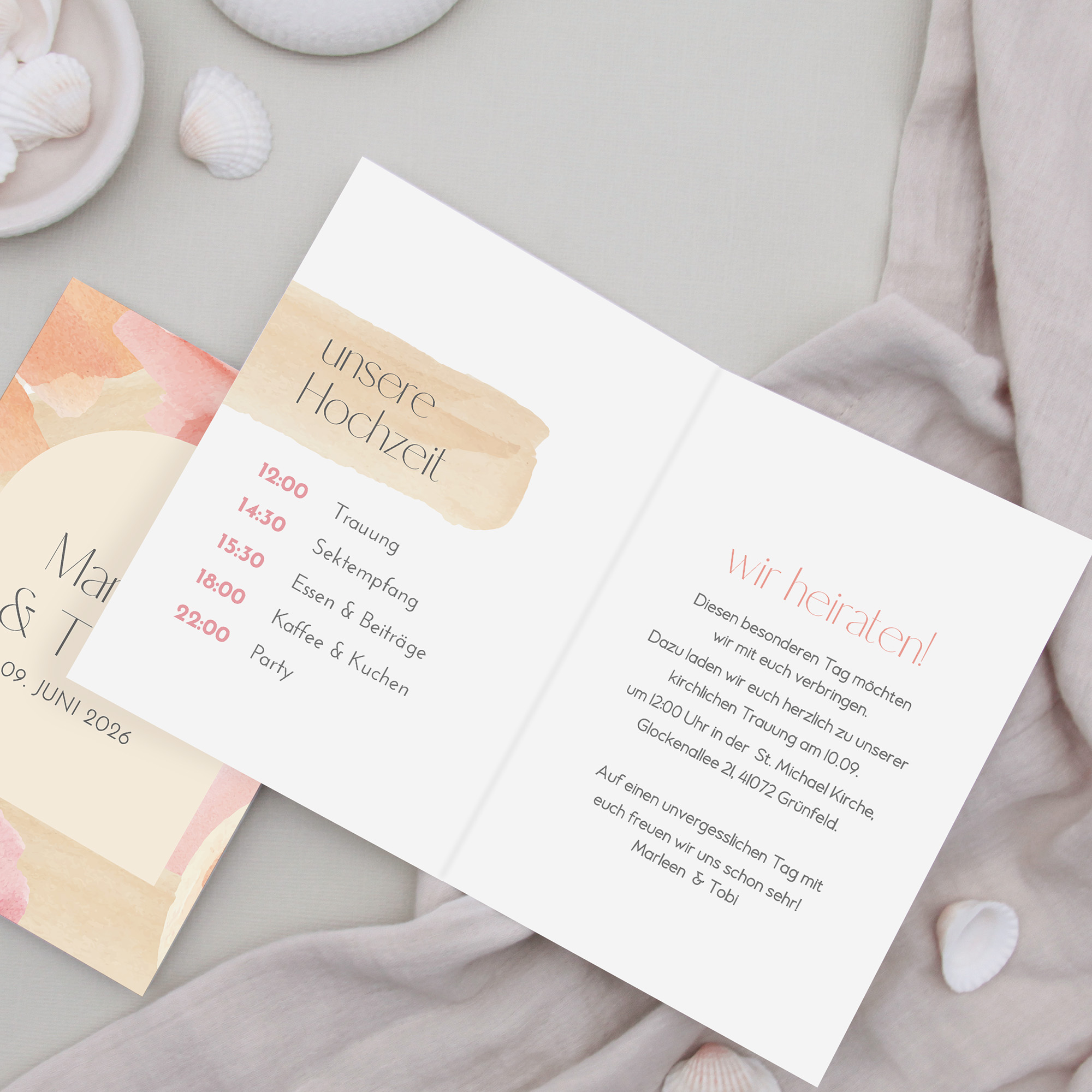 Klappkarte DIN A6 im Hochformat -Aquarell "sunset stroke"