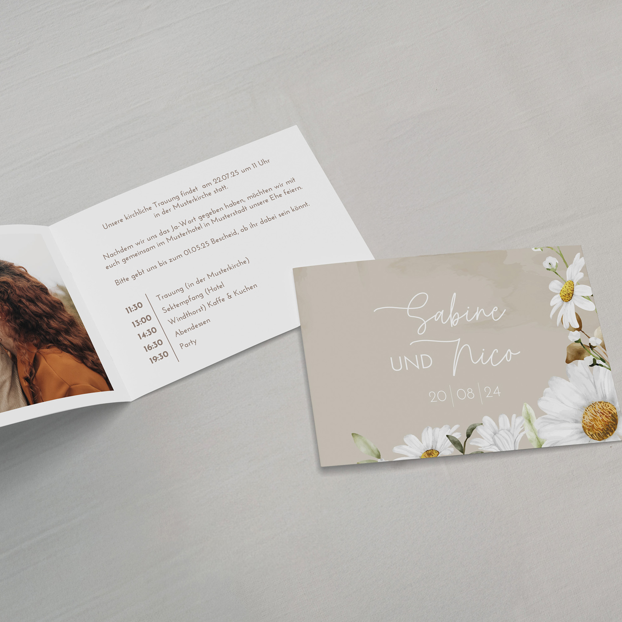 Klappkarte DIN A6 im Querformat - Floral "Daisy Field"