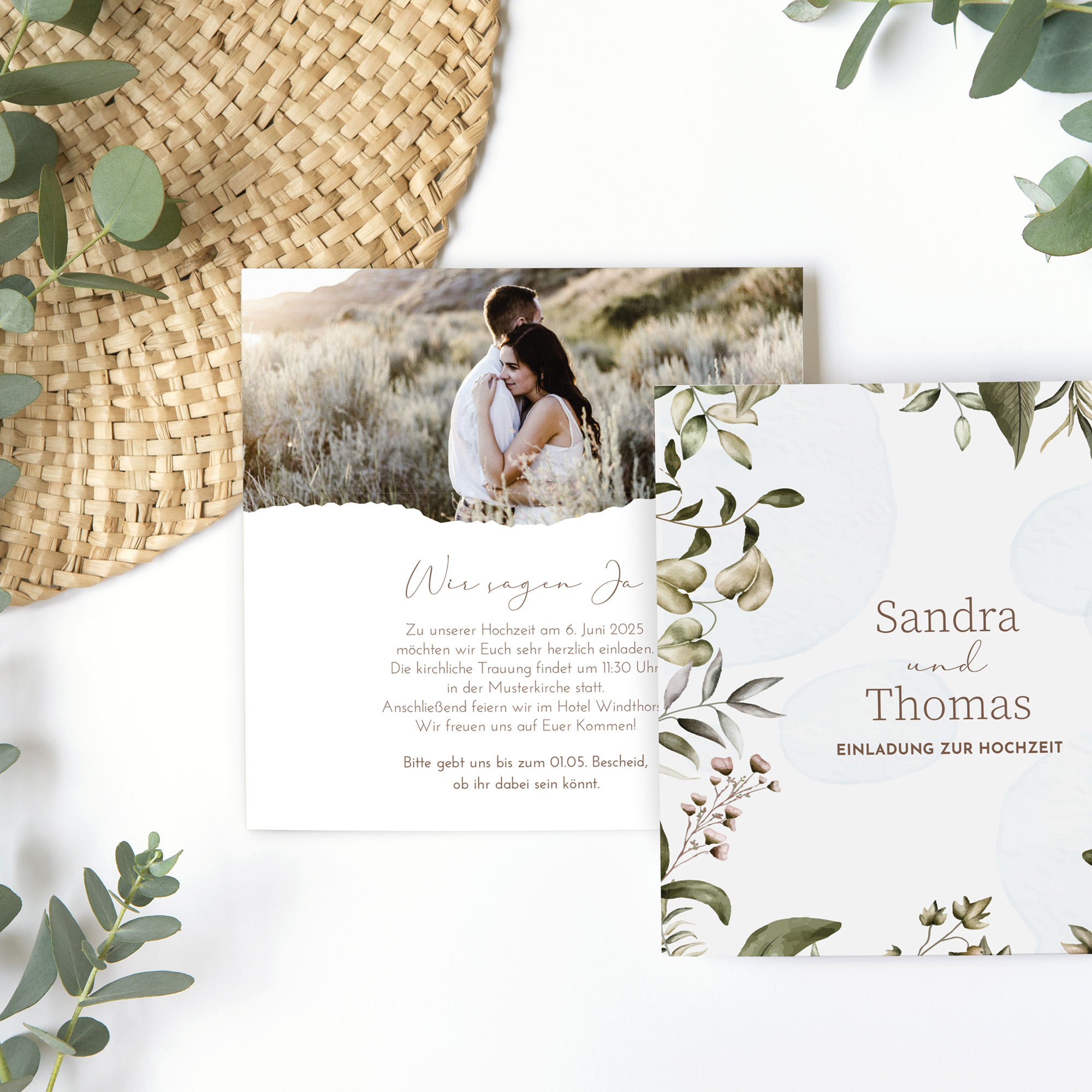 Postkarte Quadrat 148 x 148 mm - Boho "Nature Hold"