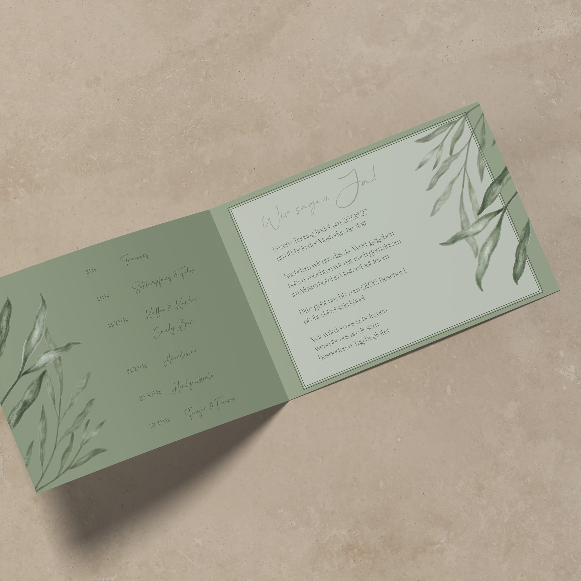 Klappkarte DIN A6 im Querformat - Greenery "Natural Frame"