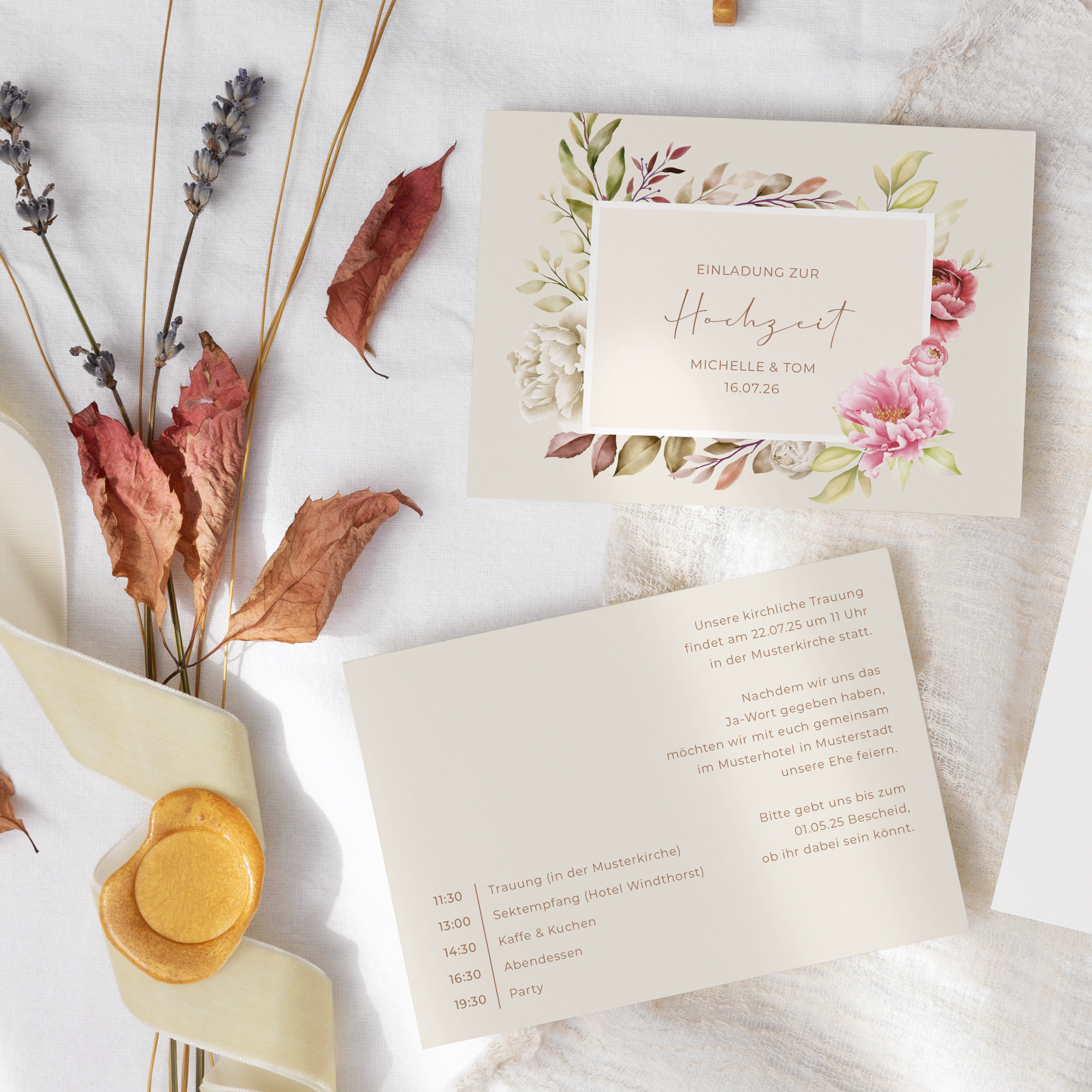 Postkarte DIN A6 im Querformat - Floral "Peony Bloom"