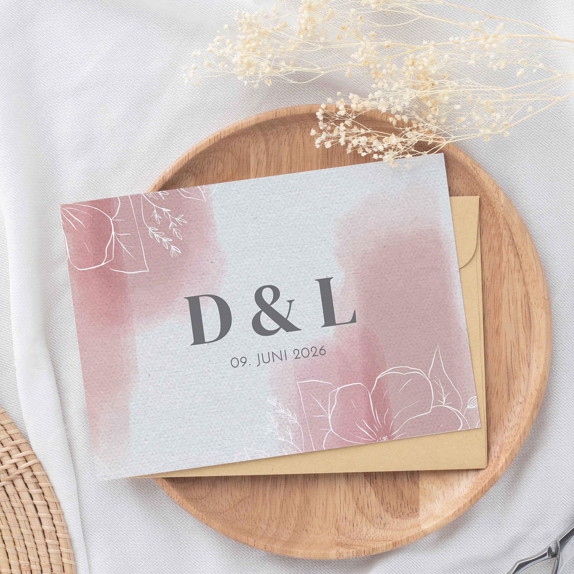 Postkarte DIN A6 im Querformat - Aquarell "dusty Bloom"