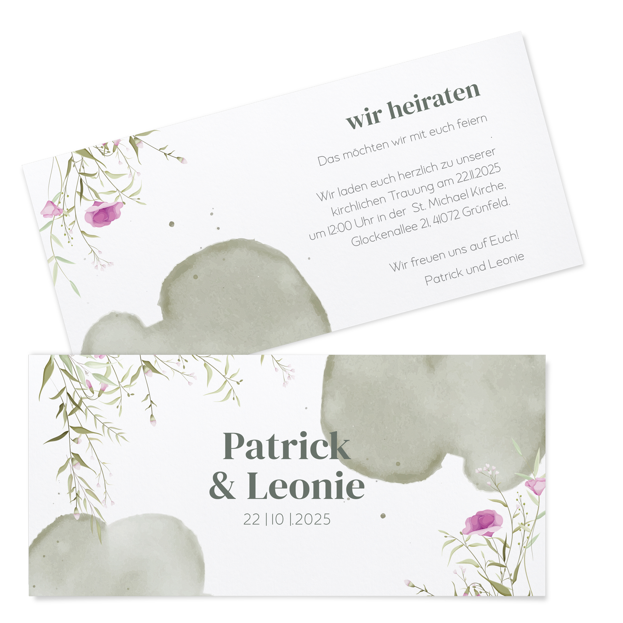 Postkarten DIN lang im Querformat 210 x 98 mm - Aquarell "Wildflower Garden"