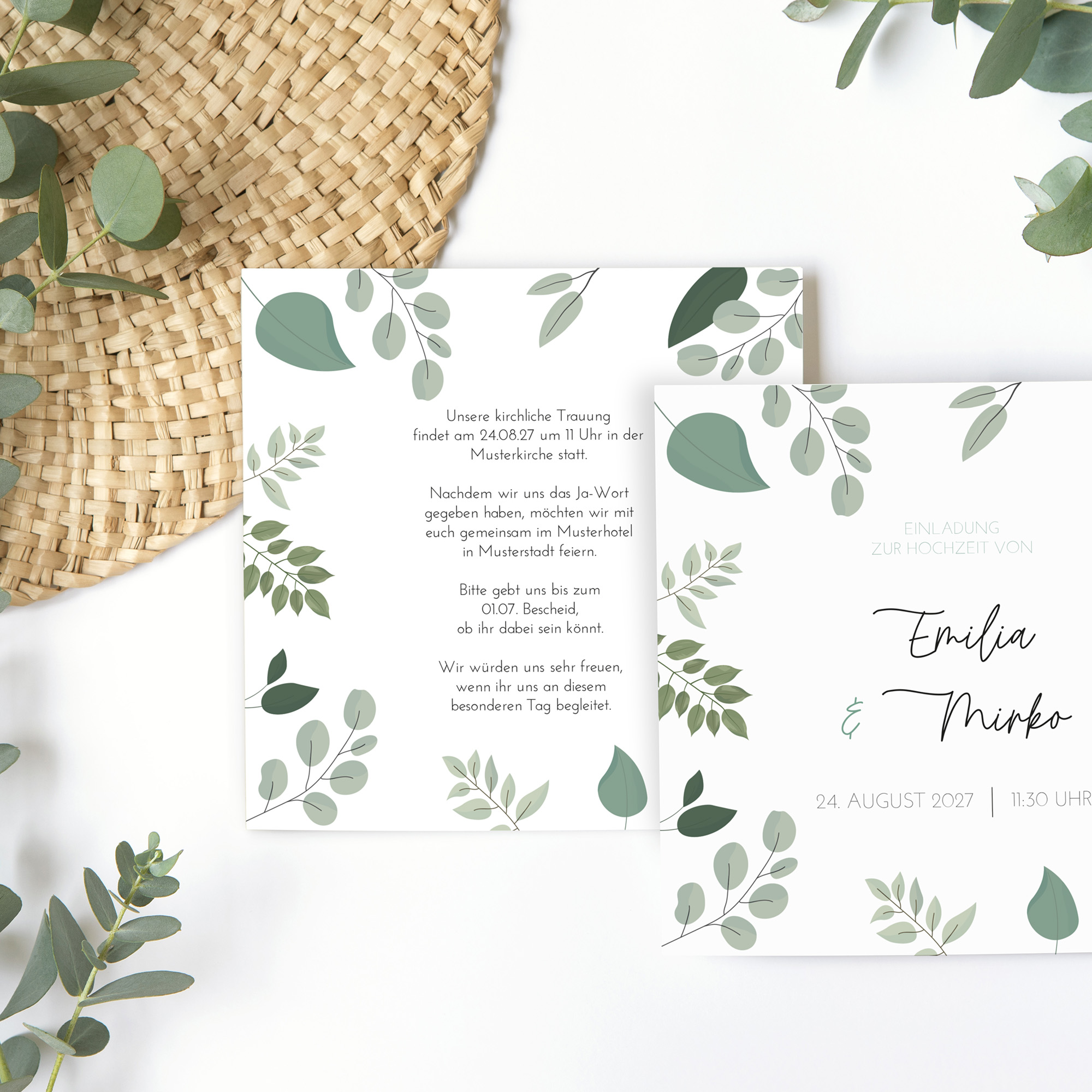 Postkarte Quadrat 148 x 148 mm - Greenery "Green & Simple"