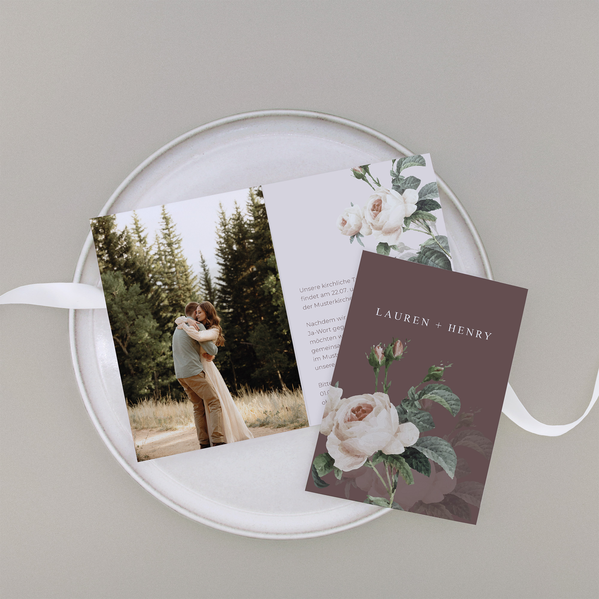 Klappkarte DIN A6 im Hochformat - Floral "Antique Rose"