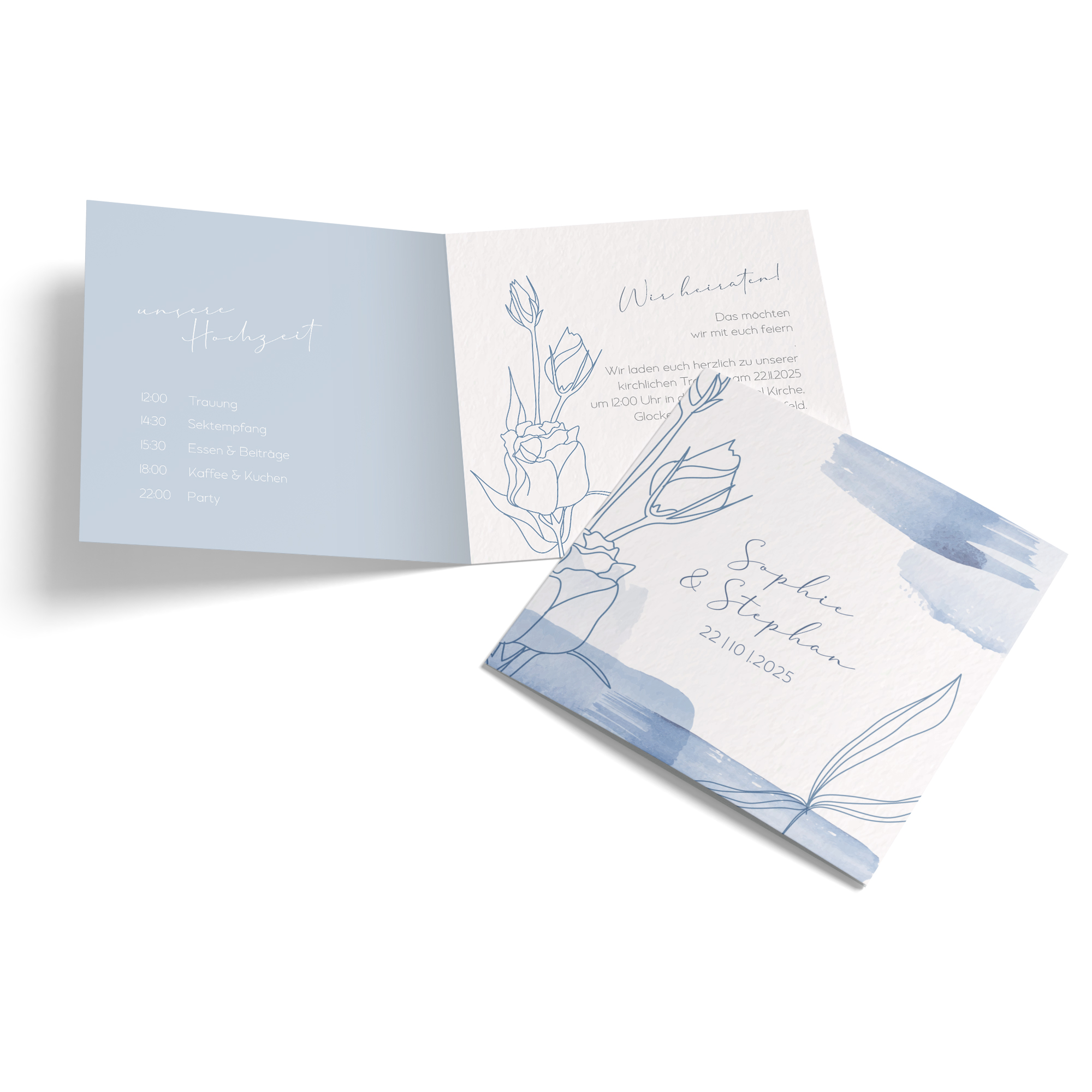 Klappkarte Quadratisch 148 x 148 mm - Aquarell - "midnight petals"