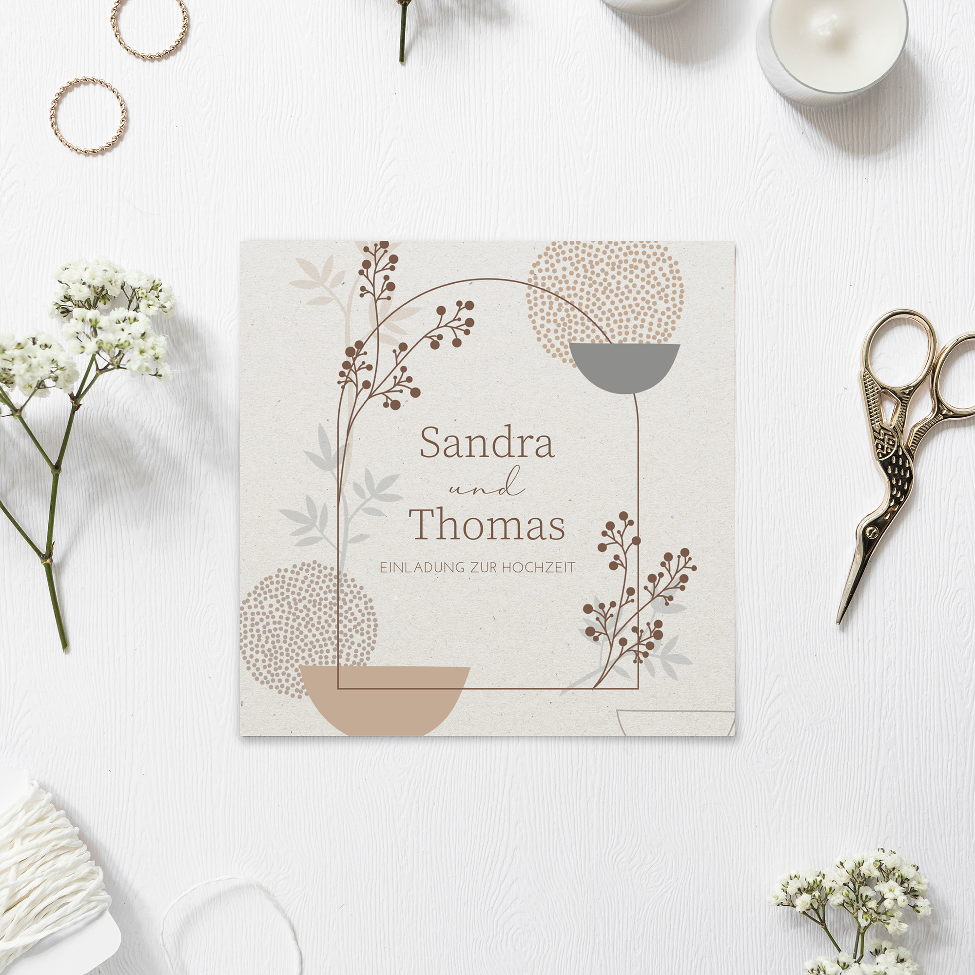 Postkarte Quadrat 148 x 148 mm - Boho "Stone Bloom"