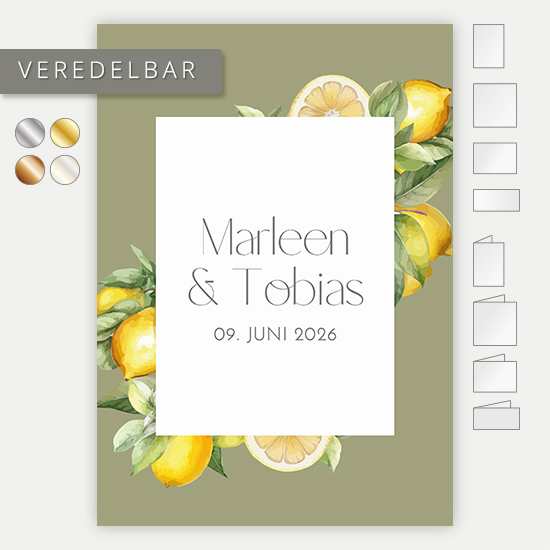 Postkarte DIN A6 im Hochformat - Aquarell "Olive & Lemon"