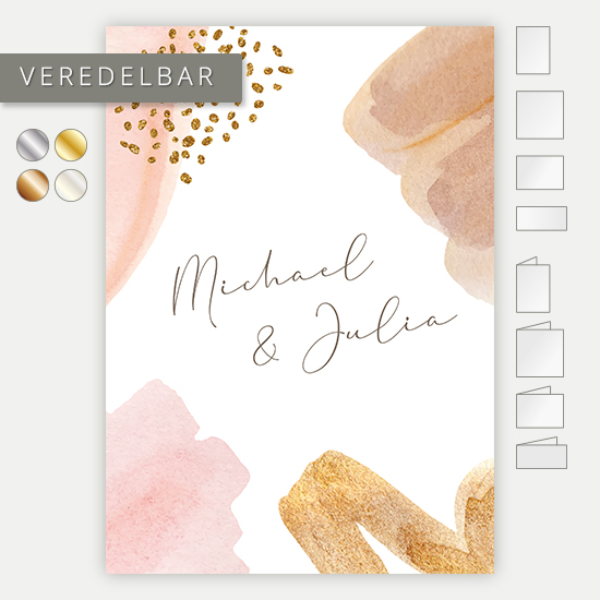 Postkarte DIN A6 im Hochformat - Aquarell "Golden Blush"