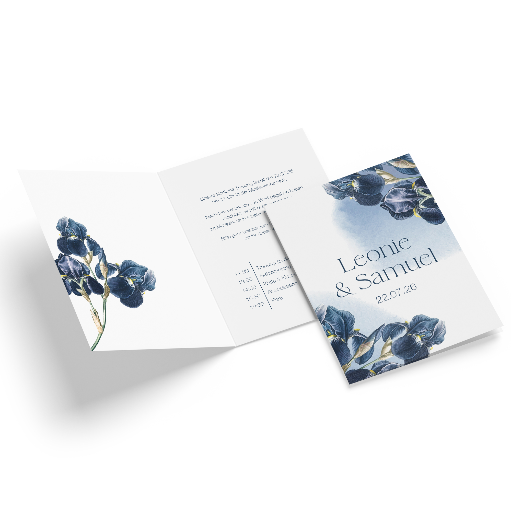 Klappkarte DIN A6 im Hochformat - Floral "Blue Petal"