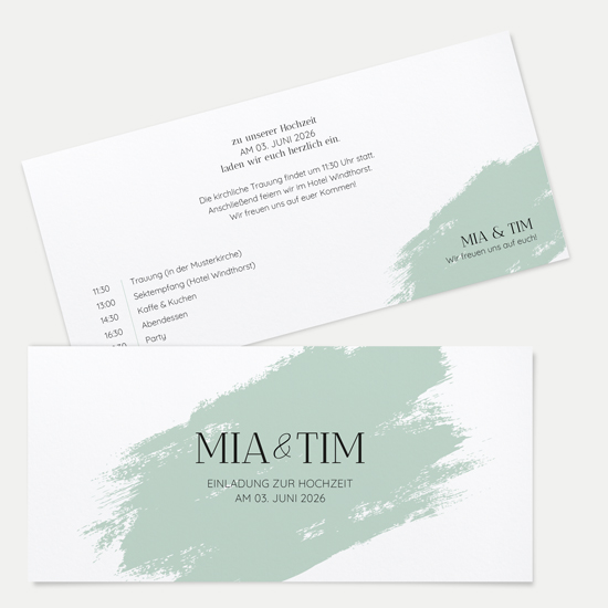 Postkarten DIN lang im Querformat 210 x 98 mm - Minimalistisch "Mint Brush"