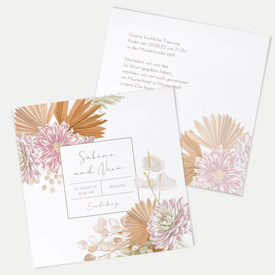 Postkarte Quadrat 148 x 148 mm - Floral "Terracotta Blossom"