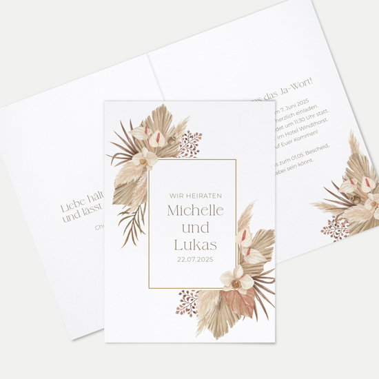 Klappkarte DIN A6 im Hochformat - Boho "Bare Golden Haze"