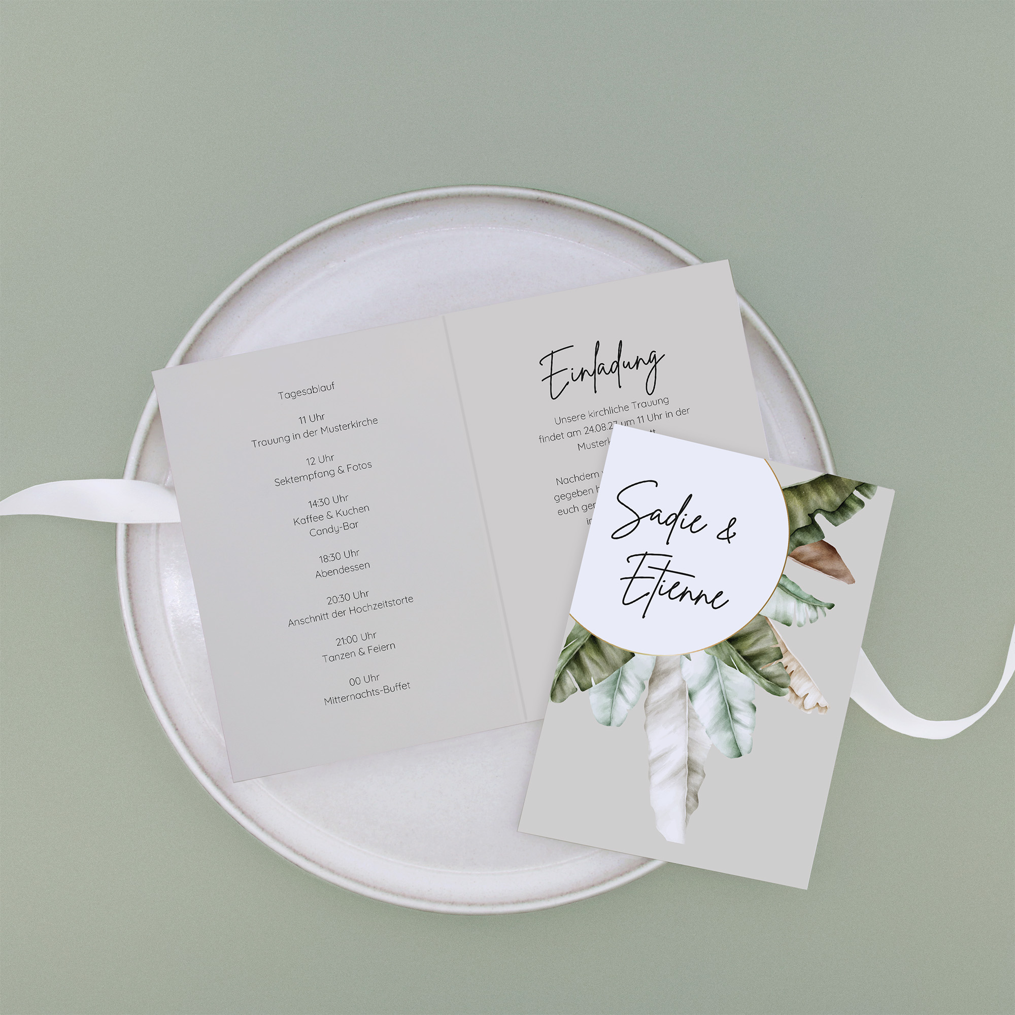 Klappkarte DIN A6 im Hochformat -Greenery "Manila 01"