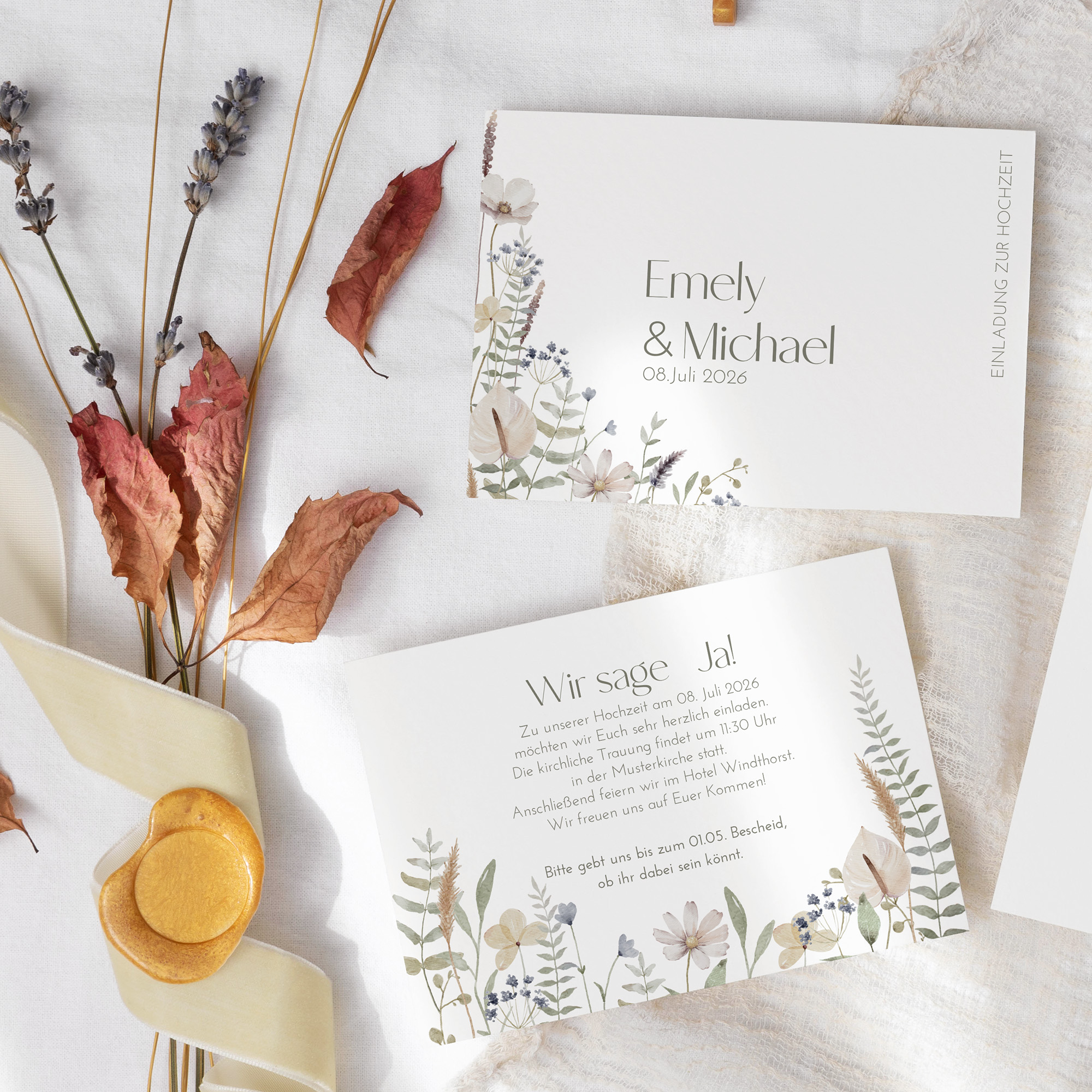 Postkarte DIN A6 im Querformat - Boho "Pastel Bloom"