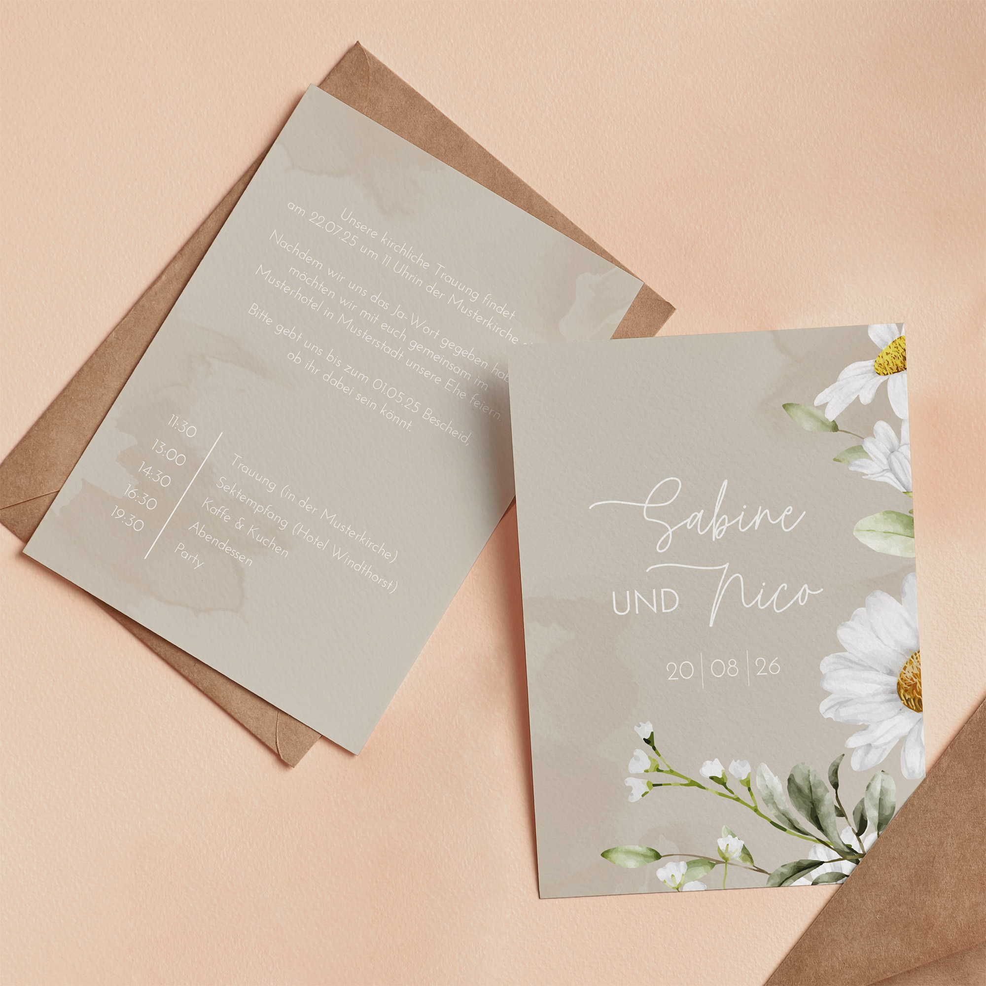 Postkarte DIN A6 im Hochformat - Floral "Daisy Field"