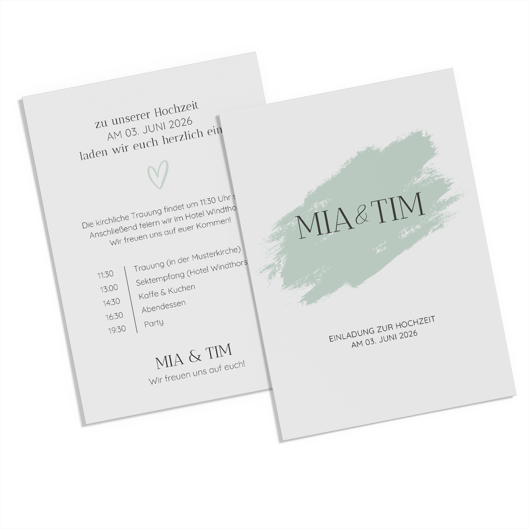 Postkarte DIN A6 im Hochformat - Minimalistisch "Mint Brush"