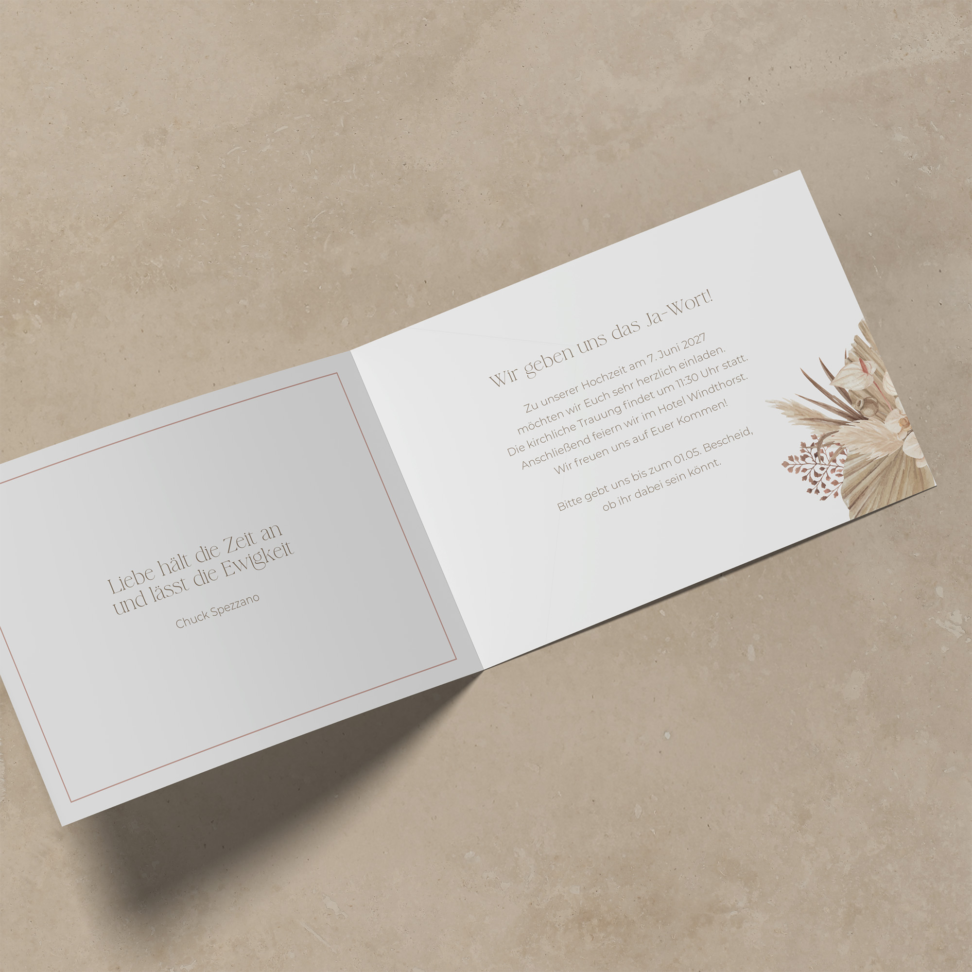 Klappkarte DIN A6 im Querformat - Boho "Golden Haze"