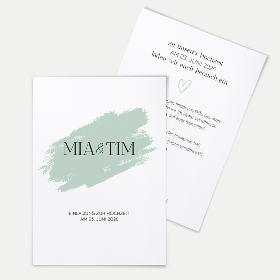 Postkarte DIN A6 im Hochformat - Minimalistisch "Mint Brush"