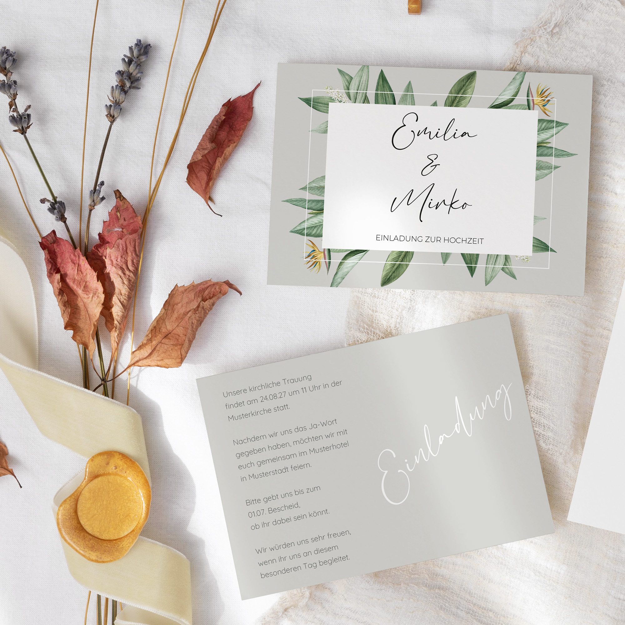 Postkarte DIN A6 im Querformat - Greenery - "Tropical Frame"