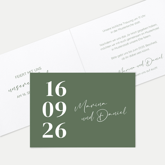 Klappkarte DIN A6 im Querformat - Minimalistisch "Simply Green"