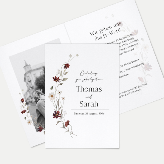 Klappkarte DIN A6 im Hochformat - Vintage - "Wildflower Note"