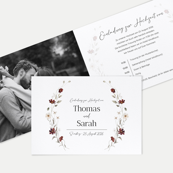 Klappkarte DIN A6 im Querformat - Vintage - "Wildflower Notes"