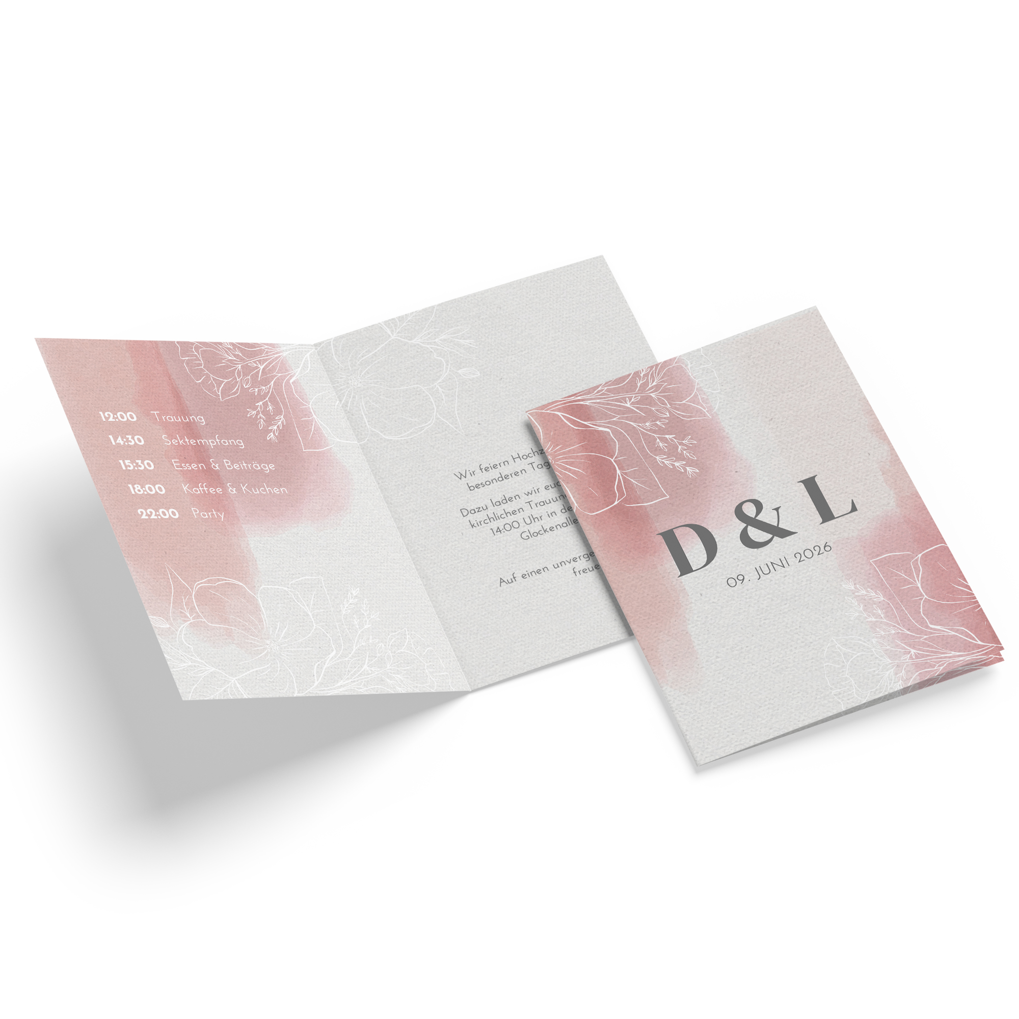 Klappkarte DIN A6 im Hochformat -Aquarell "dusty bloom"