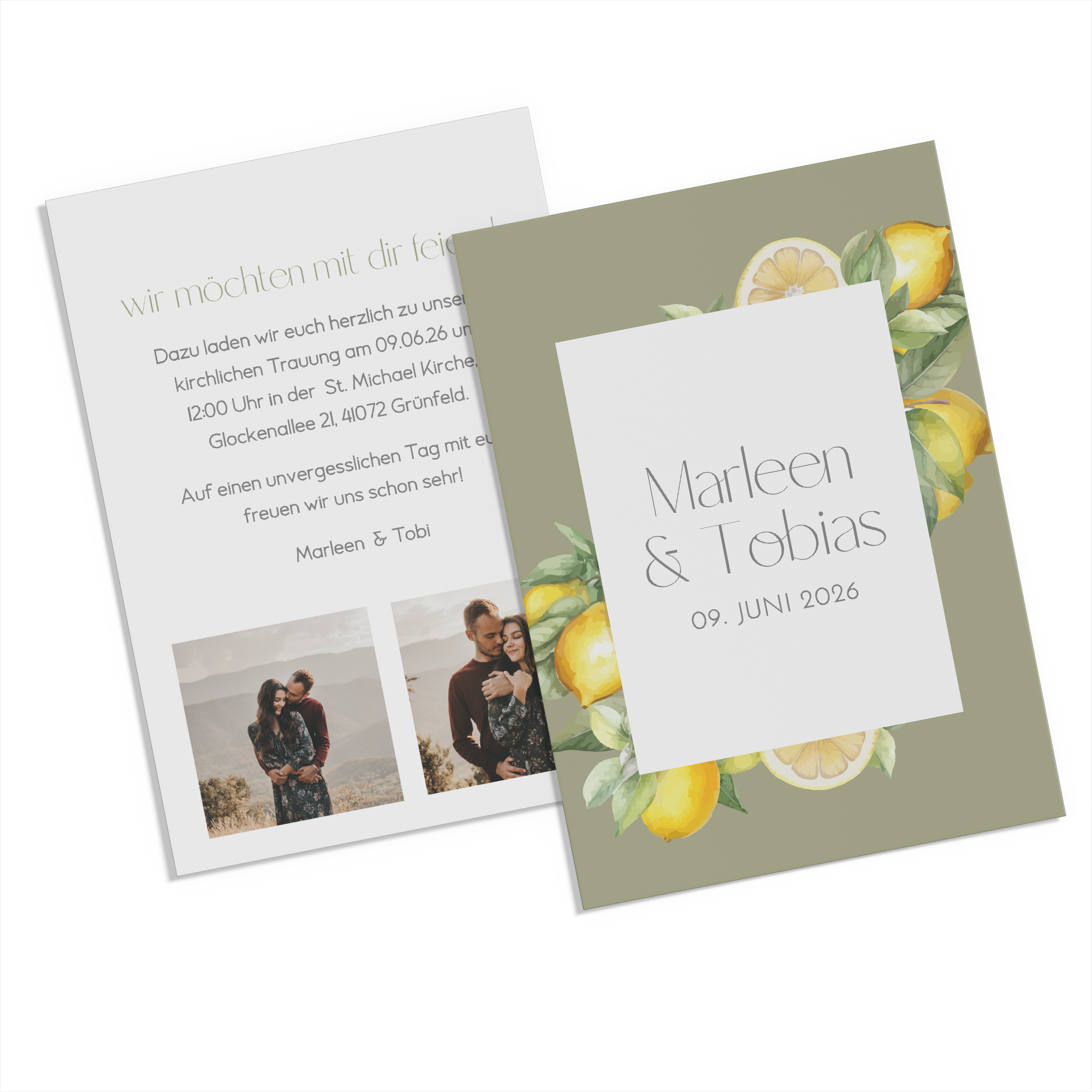 Postkarte DIN A6 im Hochformat - Aquarell "Olive & Lemon"