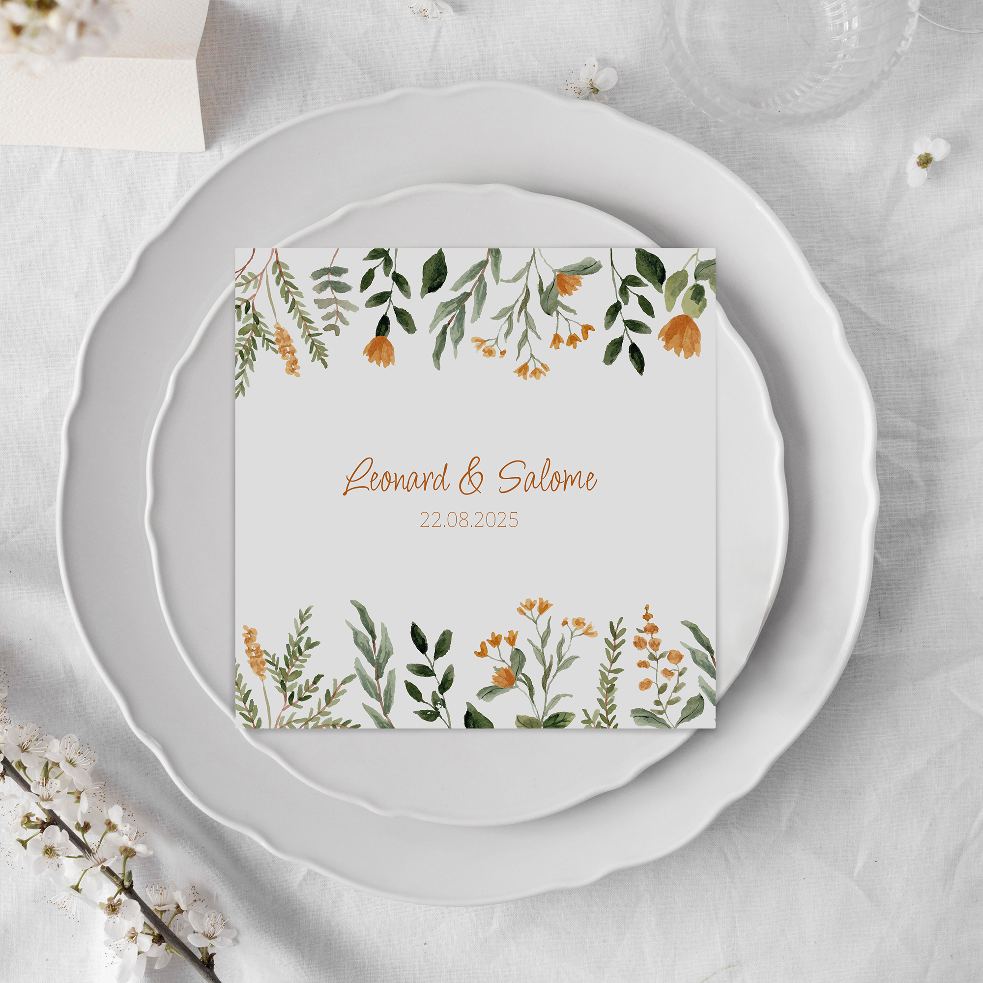 Postkarte Quadrat 148 x 148 mm - Floral "Warm Botanicals"