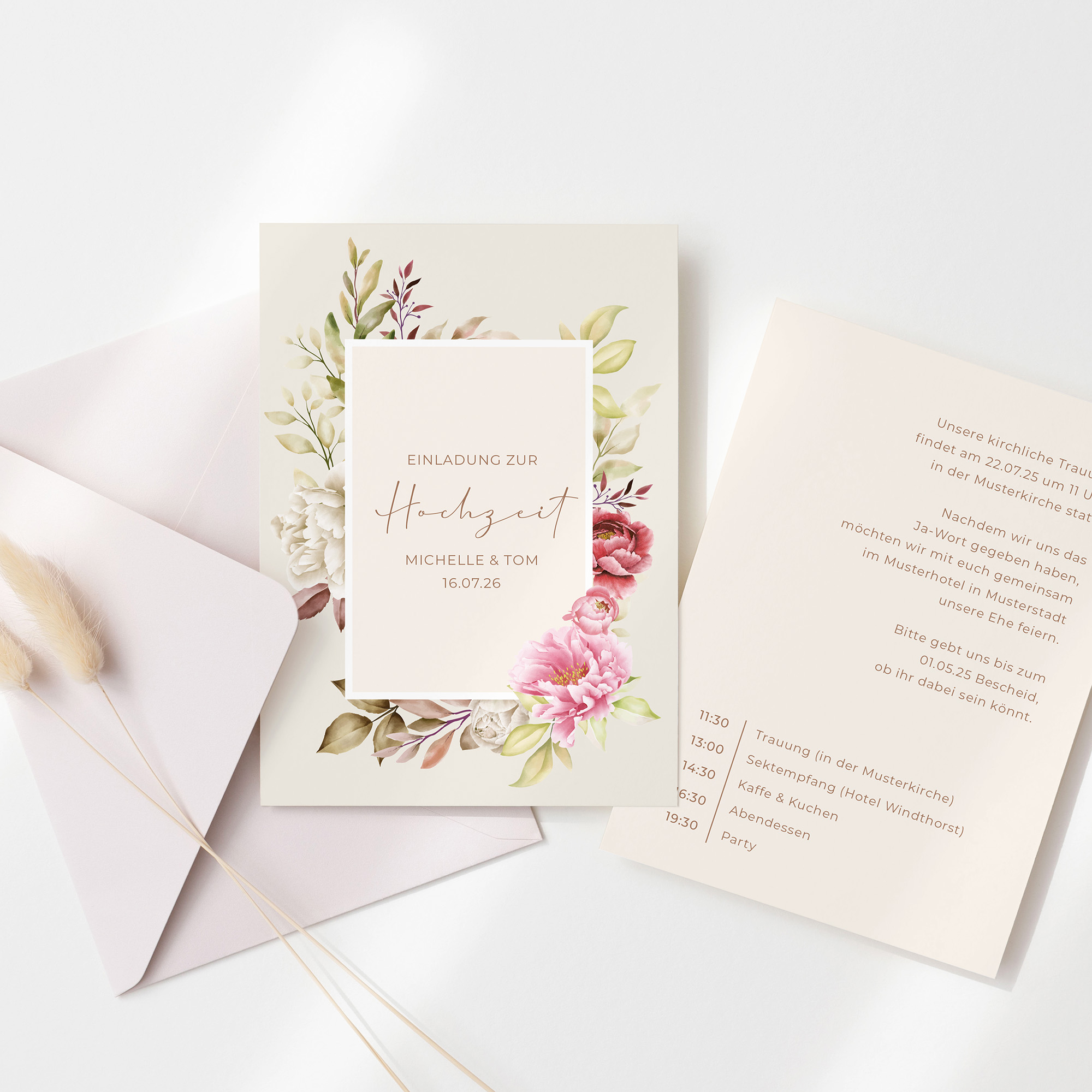 Postkarte DIN A6 im Hochformat - Floral "Peony Bloom"