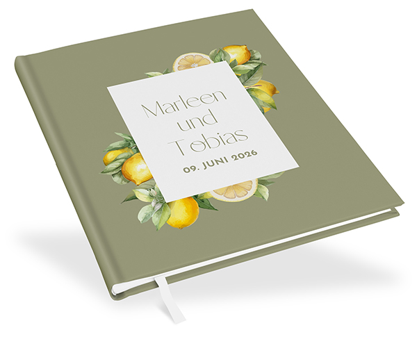 Gästebuch Hochzeit -  Aquarell "Olive & Lemon"