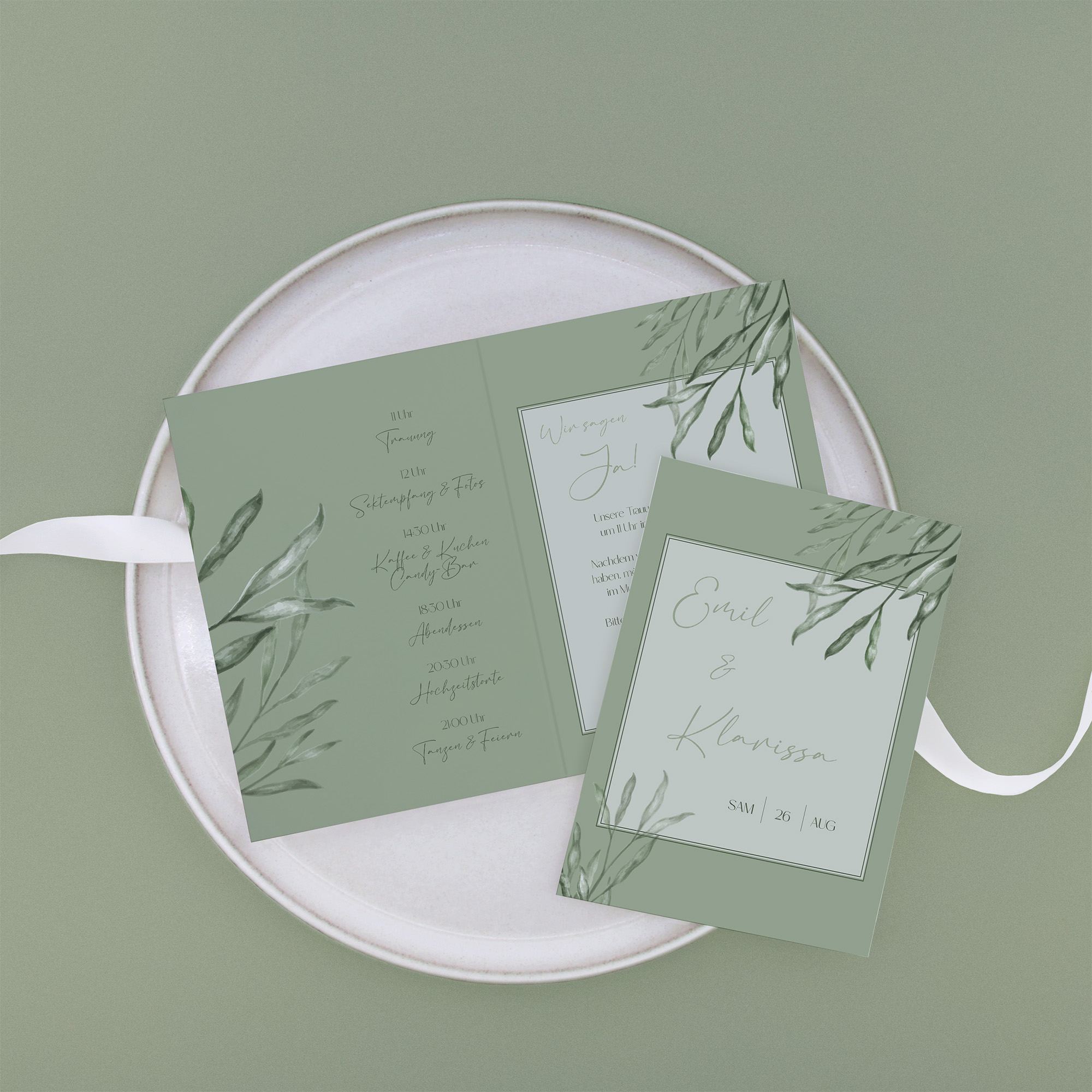 Klappkarte DIN A6 im Hochformat - Greenery "Natural Frame"