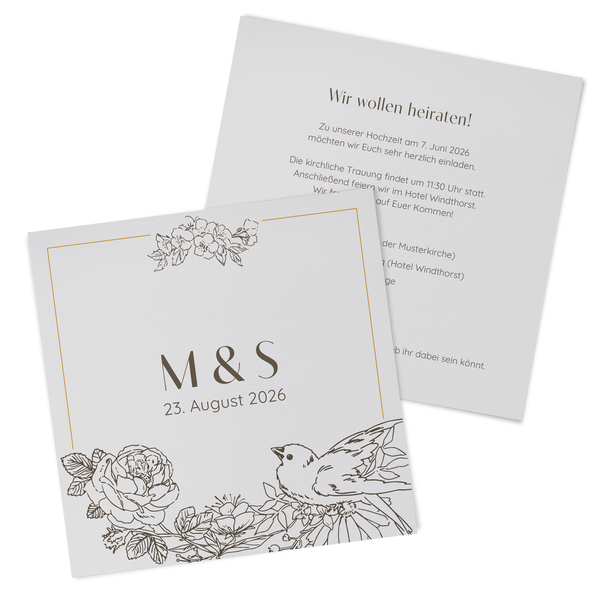 Postkarte Quadrat 148 x 148 mm - Vintage "Petal Bird"