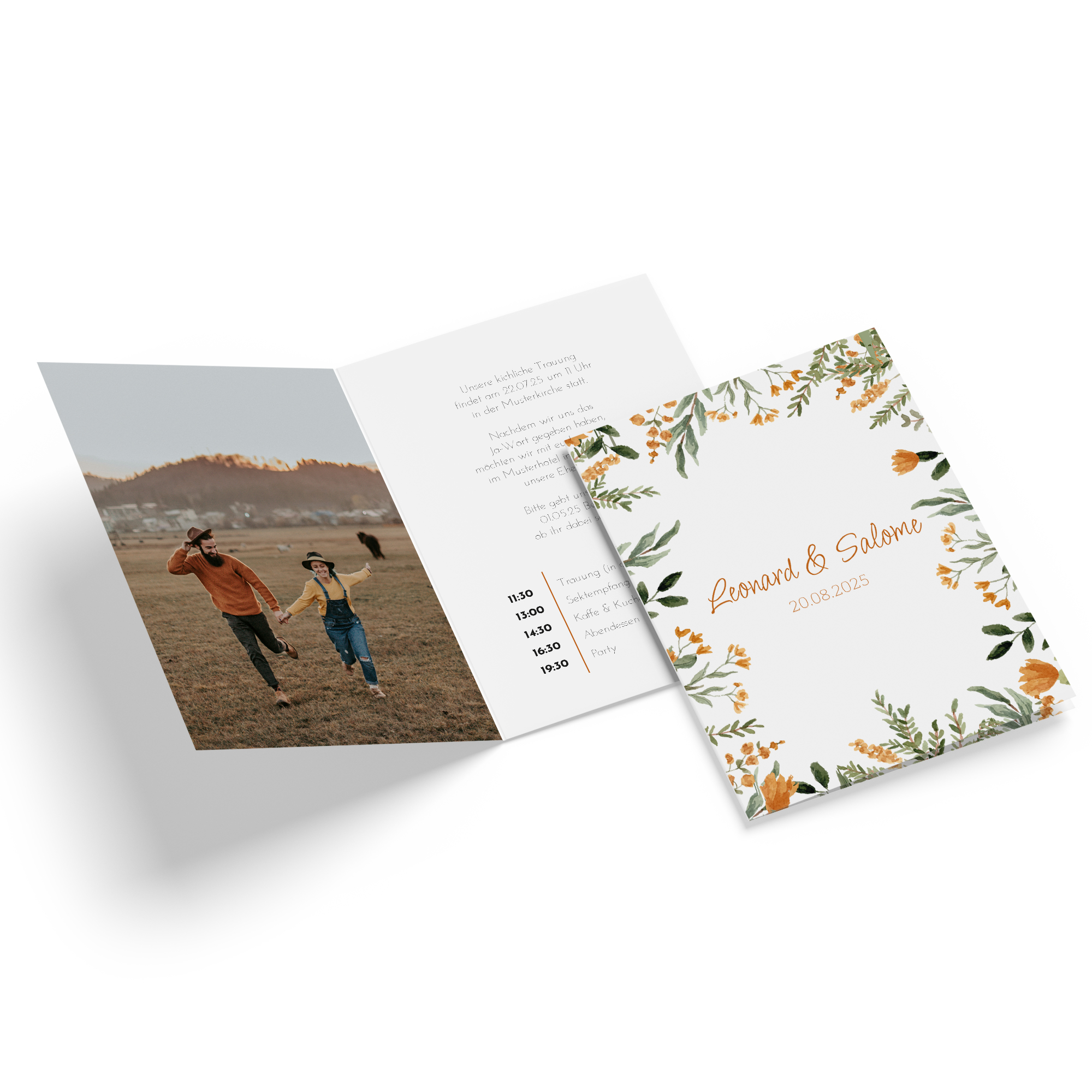 Klappkarte DIN A6 im Hochformat - Floral "Warm Botanicals"