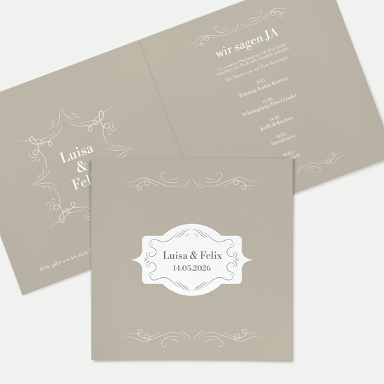 Klappkarte Quadratisch 148 x 148 mm - Vintage "Antique Peony"