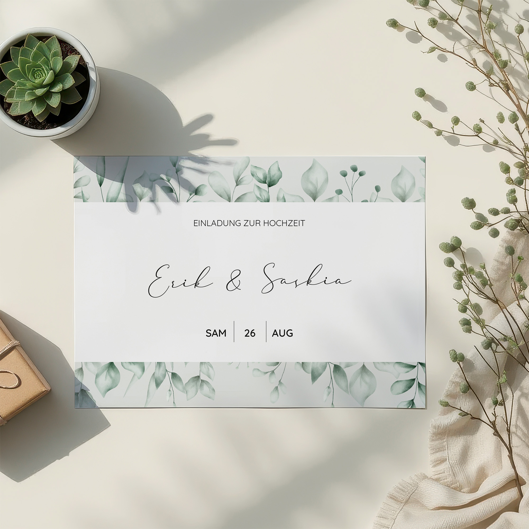 Postkarte DIN A6 im Querformat - Greenery - "Evergreen Mint"