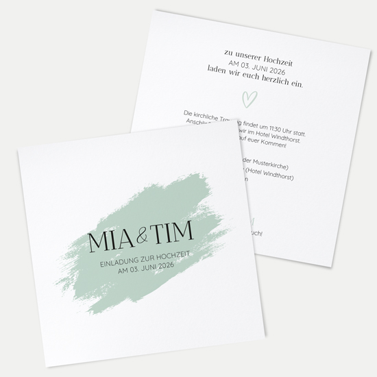 Postkarte Quadrat 148 x 148 mm - Minimalistisch "Mint Brush"