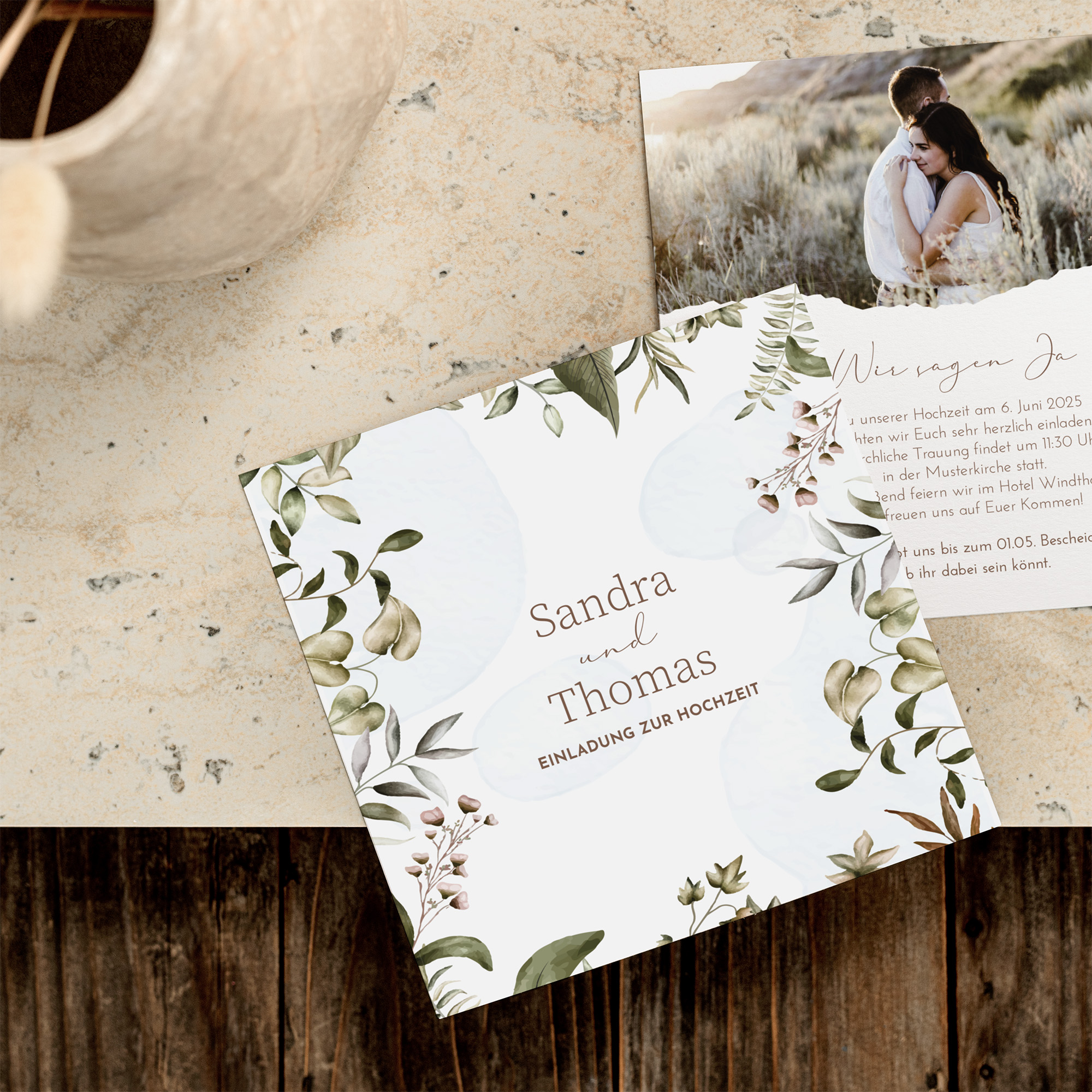 Postkarte Quadrat 148 x 148 mm - Boho "Nature Hold"