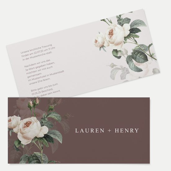 Postkarten DIN lang im Querformat 210 x 98 mm - Floral "Antique Rose"